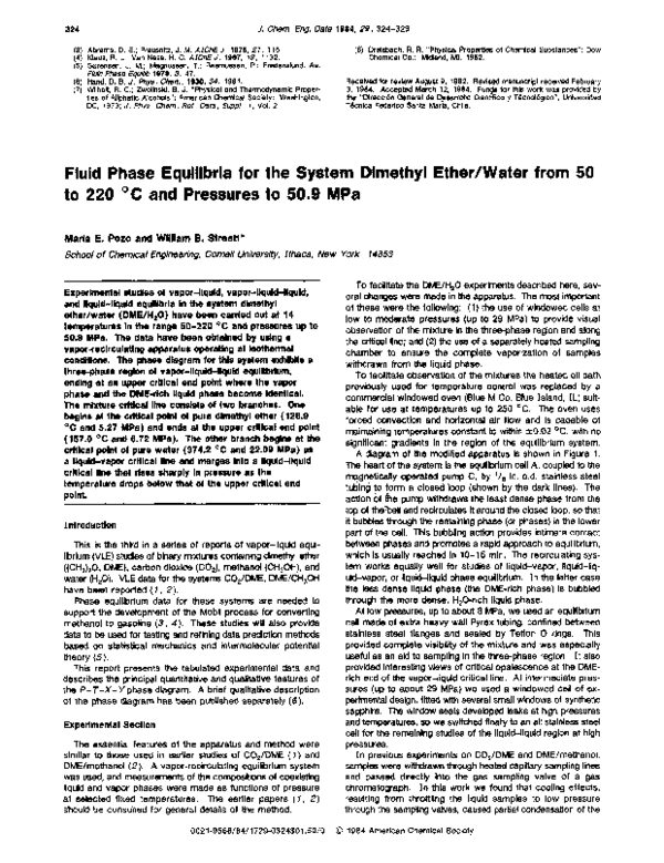 (PDF) Fluid phase equilibria for the system dimethyl ether/water from ...