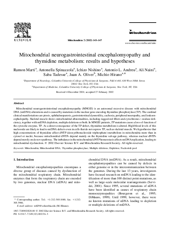 (PDF) Mitochondrial Neurogastrointestinal Encephalomyopathy Syndrome ...