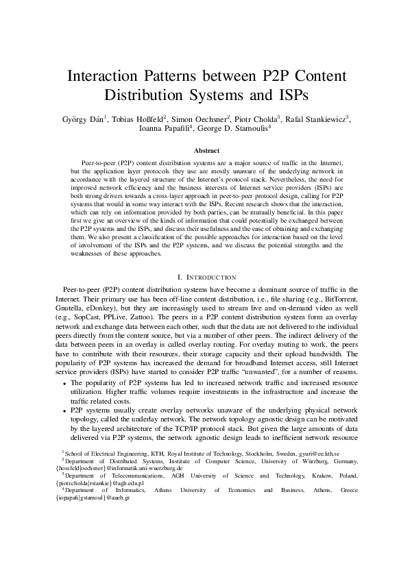 (PDF) Interaction patterns between P2P content distribution systems and ...