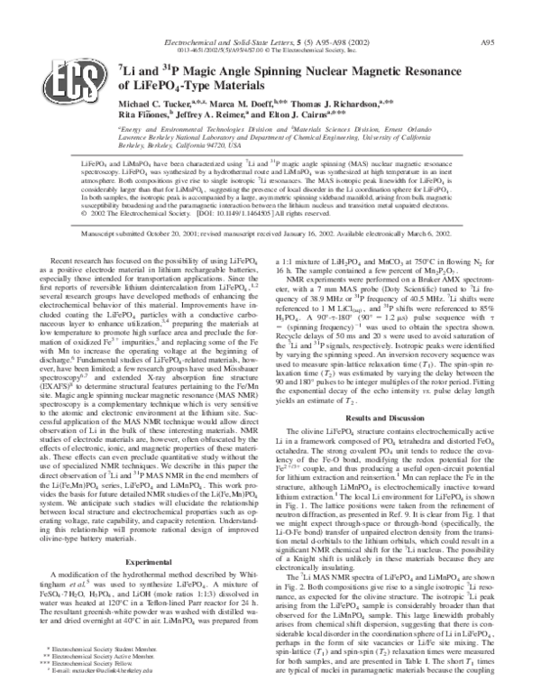 (PDF) [sup 7]Li and [sup 31]P Magic Angle Spinning Nuclear Magnetic ...