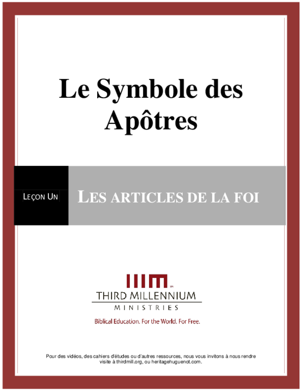 Pdf Le Symbole Des Apotres Les Articles De La Foi Maison Jean Feder Academia Edu