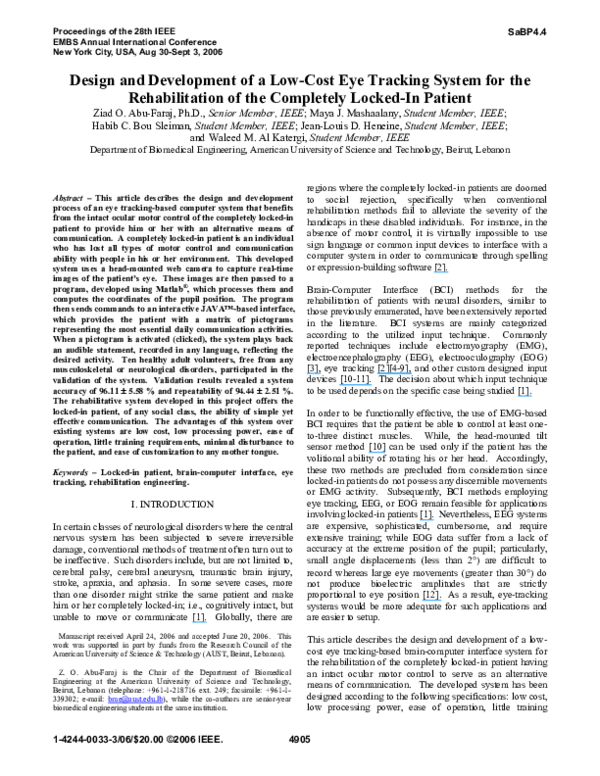 (PDF) Design and Development of a Low-Cost Eye Tracking System for the ...