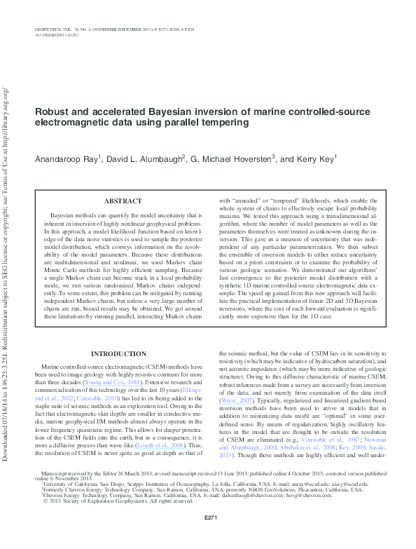(PDF) Robust and accelerated Bayesian inversion of marine controlled ...