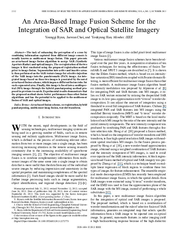 (PDF) An Area-Based Image Fusion Scheme for the Integration of SAR and ...