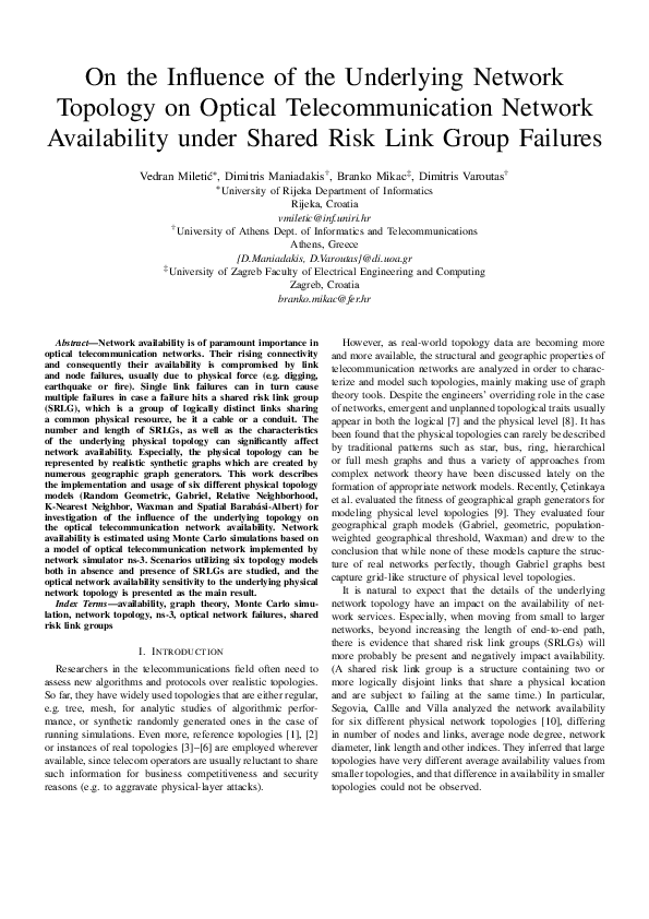 (PDF) On the influence of the underlying network topology on optical ...