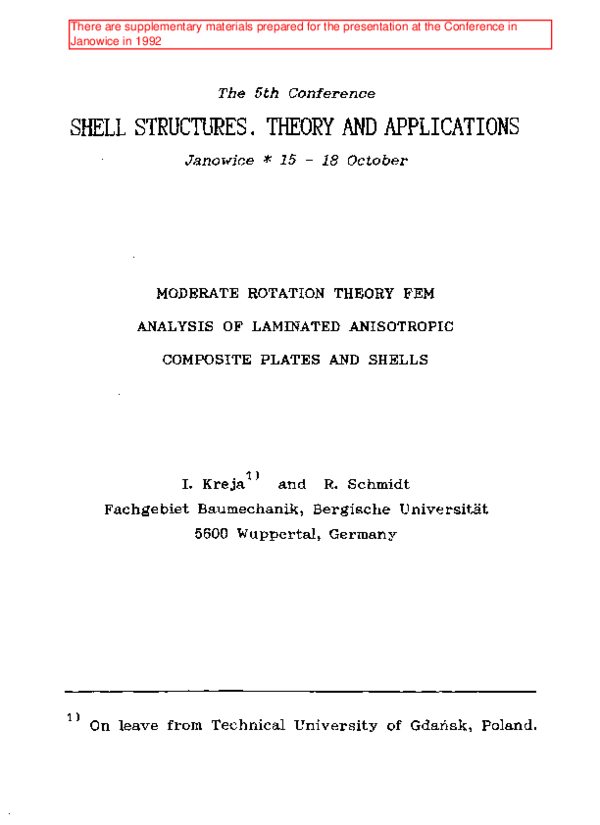 (PDF) 1992 Janowice Kreja Schmidt MRT FEM Analysis of Laminated