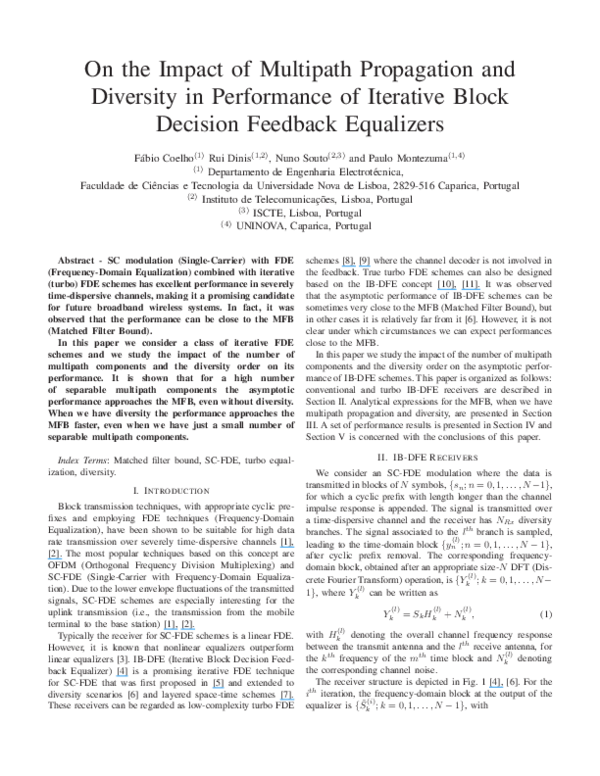 (PDF) On the impact of multipath propagation and diversity in ...