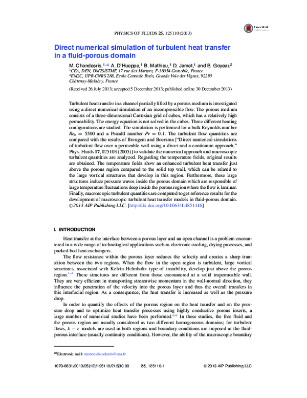 (PDF) Direct numerical simulation of turbulent heat transfer in annuli ...