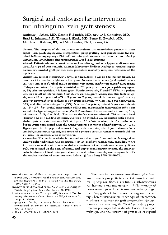 (PDF) Surgical and endovascular intervention for infrainguinal vein ...