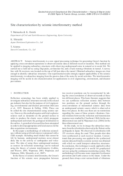 (PDF) Site characterization by seismic interferometry method