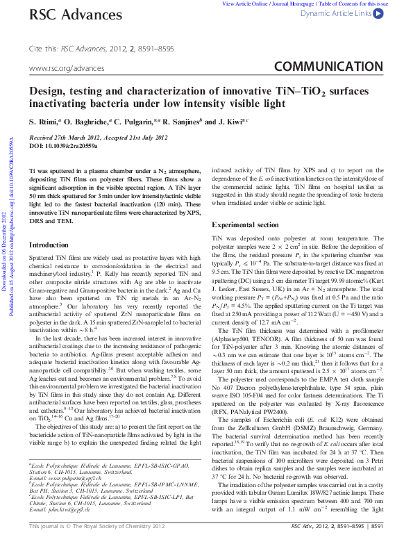 (PDF) Design, testing and characterization of innovative TiN–TiO2 ...