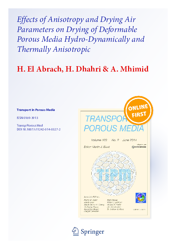 (PDF) Effects of Anisotropy and Drying Air Parameters on Drying of ...