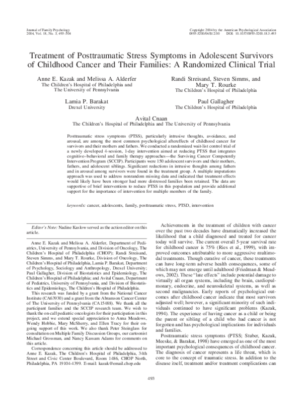 (PDF) Treatment of Posttraumatic Stress Symptoms in Adolescent ...