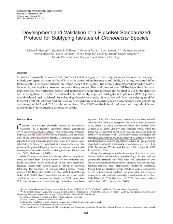 (PDF) Development and Validation of a PulseNet Standardized Protocol ...