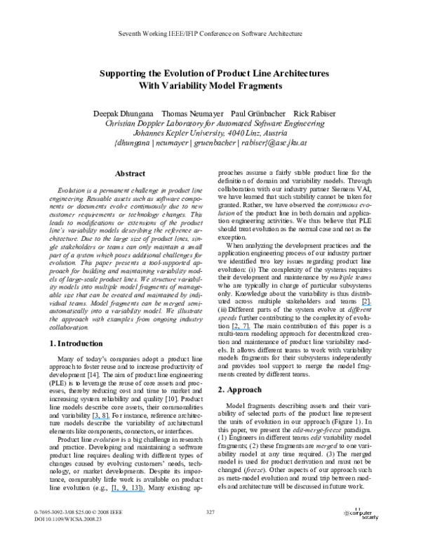 (PDF) Supporting the Evolution of Product Line Architectures with ...