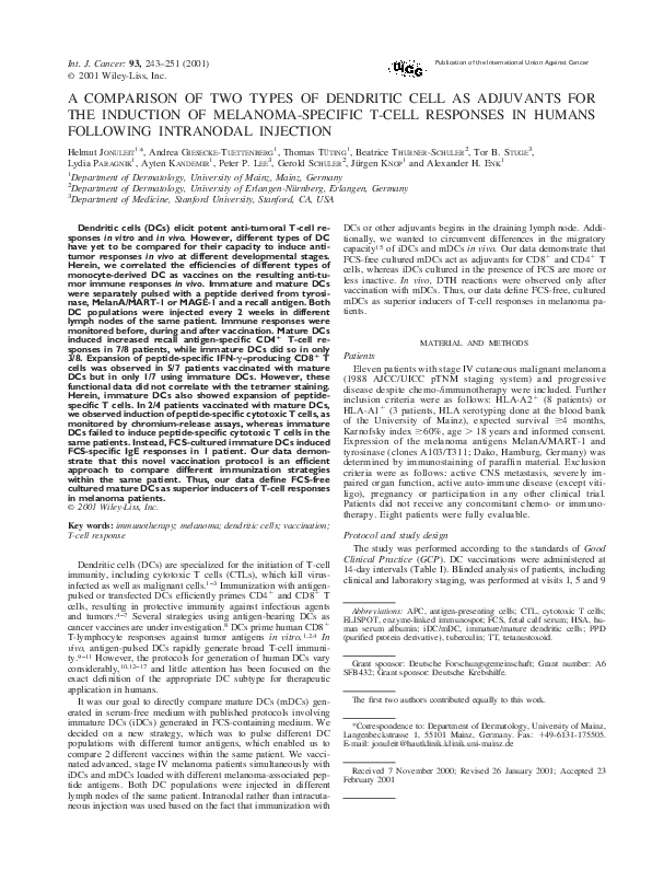 (PDF) A comparison of two types of dendritic cell as adjuvants for the ...