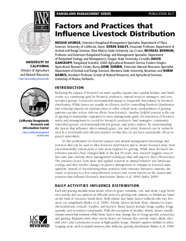 (PDF) Factors and Practices that Influence Livestock Distribution