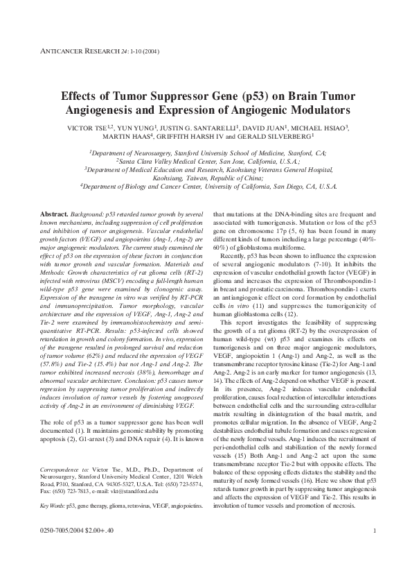 (PDF) Effects of tumor suppressor gene (p53) on brain tumor ...