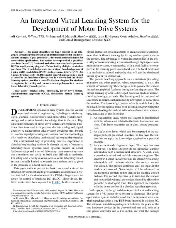(PDF) An integrated virtual learning system for the development of ...