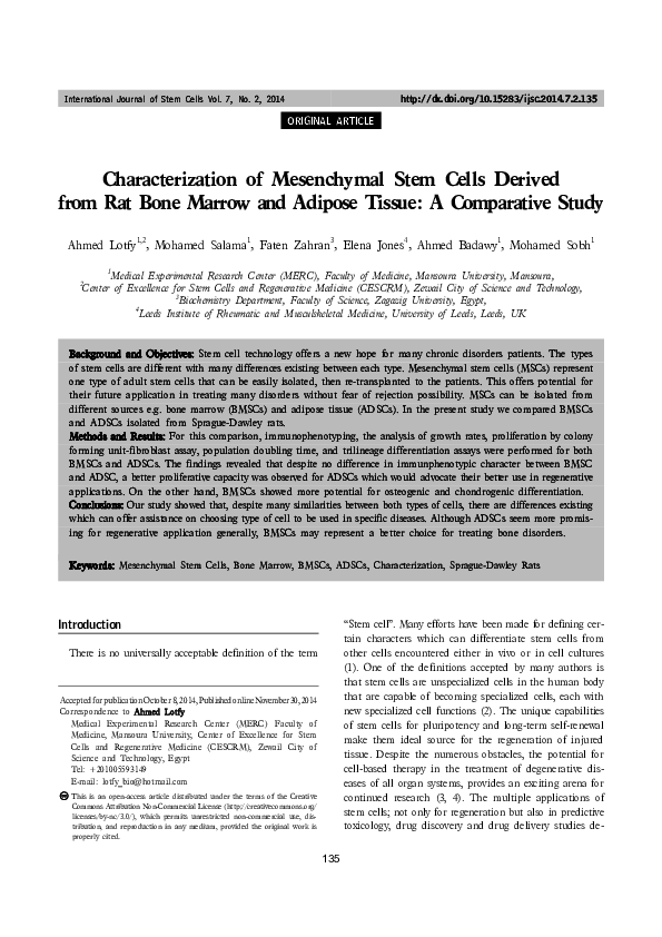 (PDF) Characterization of Mesenchymal Stem Cells Derived from Rat Bone ...