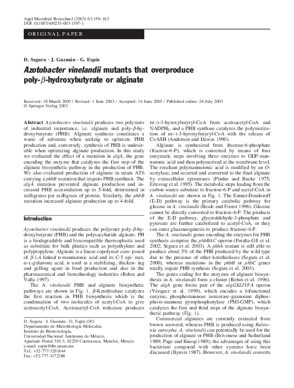 (PDF) Azotobacter vinelandii mutants that overproduce poly ...