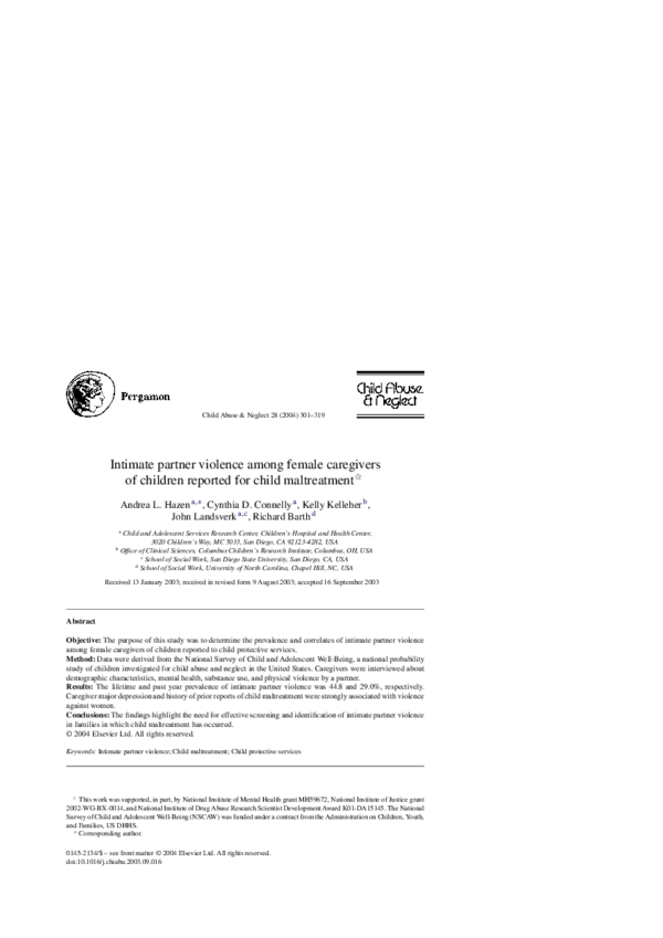 (PDF) Intimate partner violence among female caregivers of children ...
