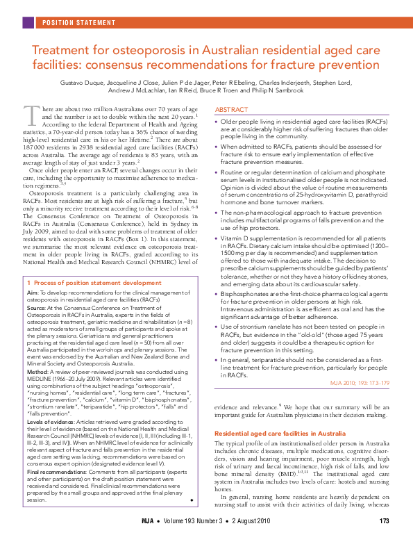 (PDF) Treatment for osteoporosis in Australian residential aged care ...