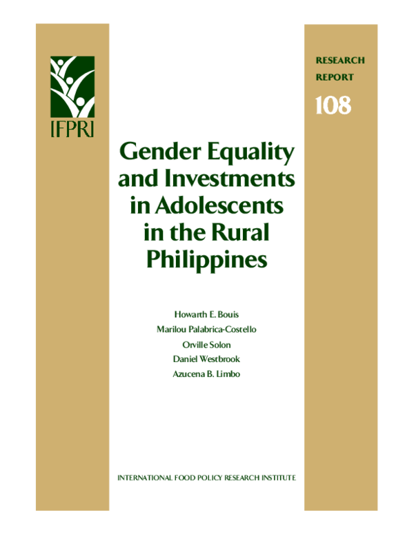 (PDF) Gender equality and investments in adolescents in the rural ...