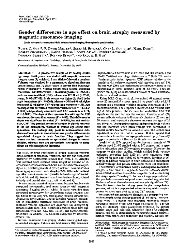 (PDF) Gender differences in age effect on brain atrophy measured by ...