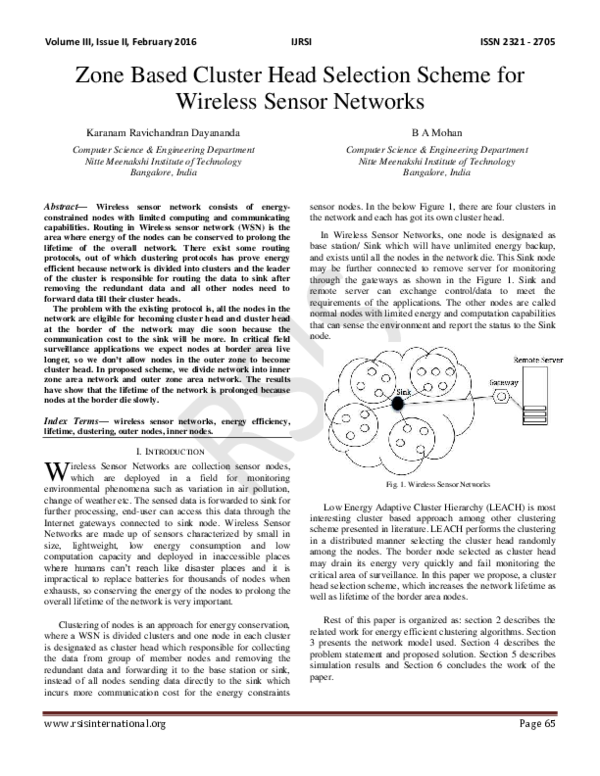 (PDF) Zone Based Cluster Head Selection Scheme for Wireless Sensor Networks