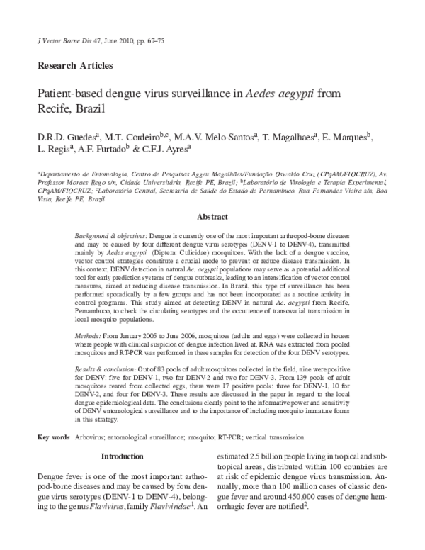 (PDF) Patient-based dengue virus surveillance in Aedes aegypti from ...