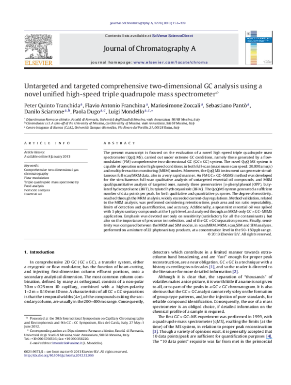 (PDF) Untargeted and targeted comprehensive two-dimensional GC analysis ...