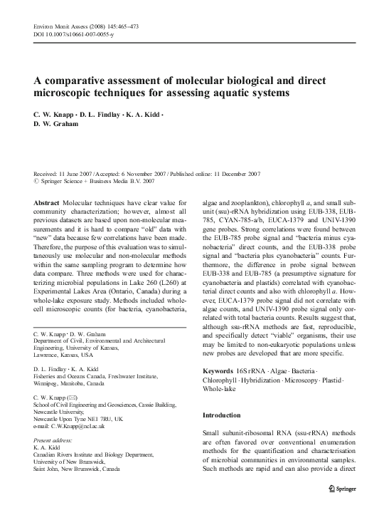 (PDF) A comparative assessment of molecular biological and direct ...