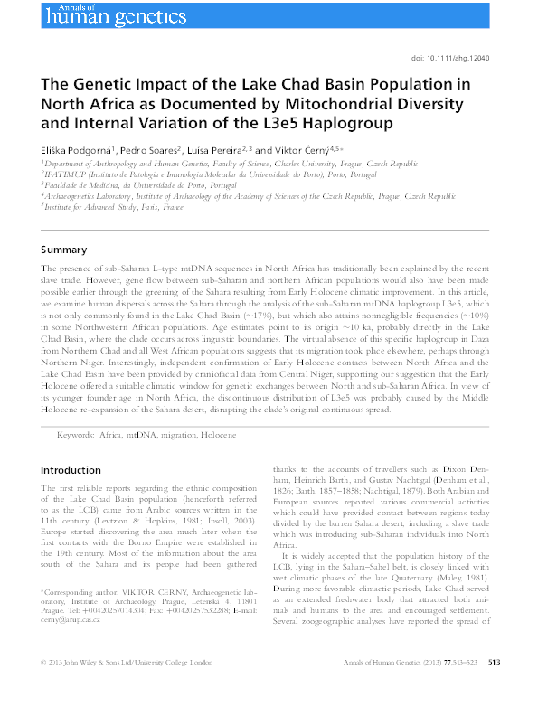 (PDF) The genetic impact of the lake chad basin population in north ...