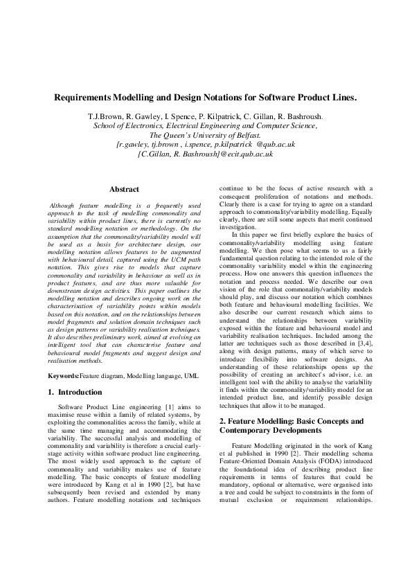 (PDF) Requirements Modelling and Design Notations for Software Product ...