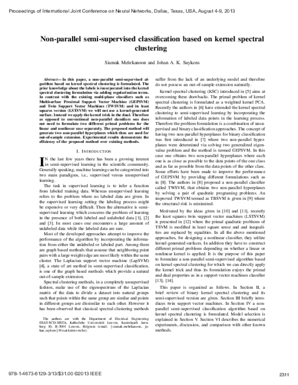 (PDF) Non-parallel semi-supervised classification based on kernel ...