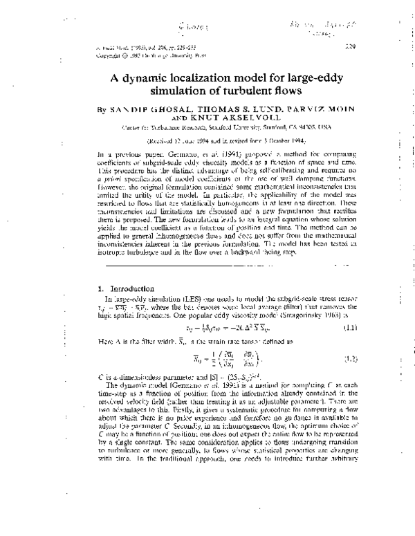 (PDF) A dynamic localization model for large-eddy simulation of ...