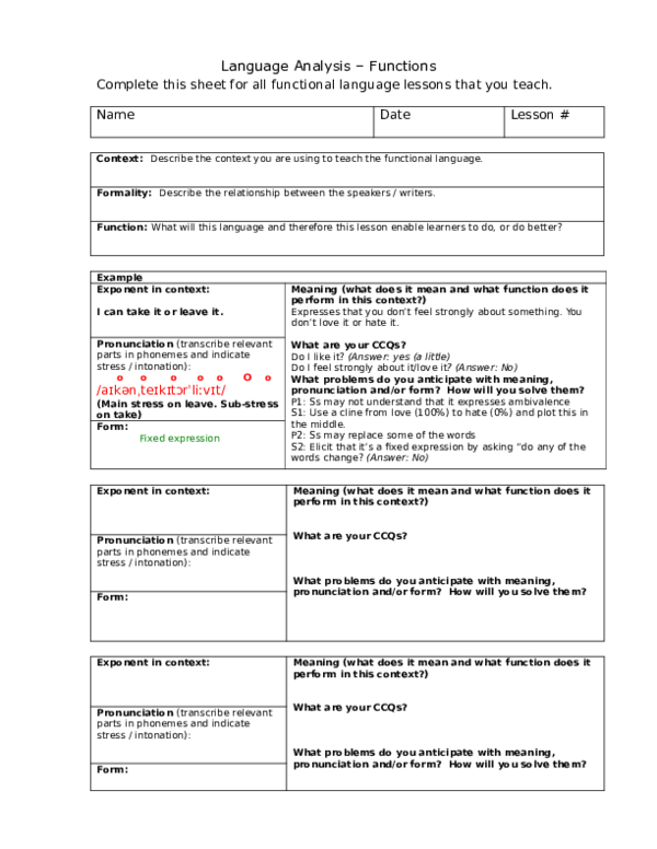 (DOC) Language Analysis – Functions