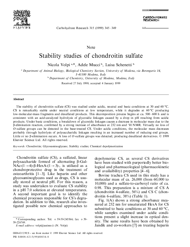(PDF) Stability studies of chondroitin sulfate Luisa