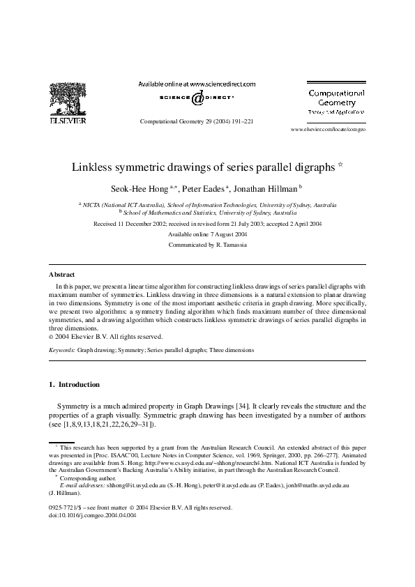 (PDF) Linkless symmetric drawings of series parallel digraphs