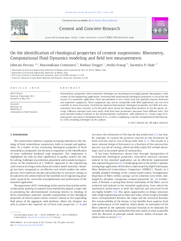 (PDF) On the identification of rheological properties of cement ...