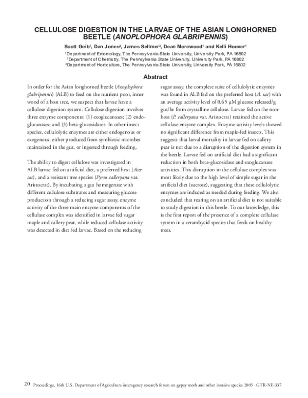 (PDF) Cellulose digestion in the larvae of the Asian longhorned Beetle ...