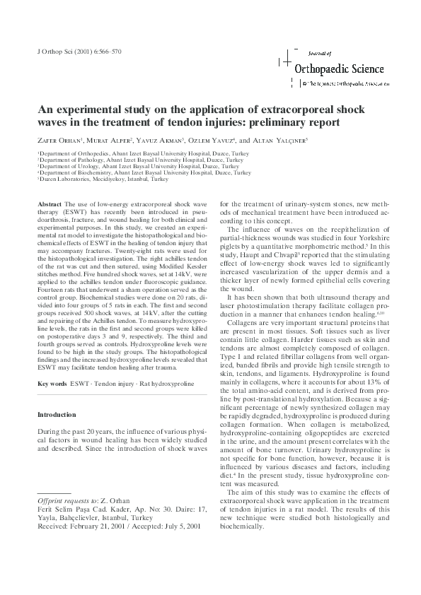 (PDF) An experimental study on the application of extracorporeal shock ...