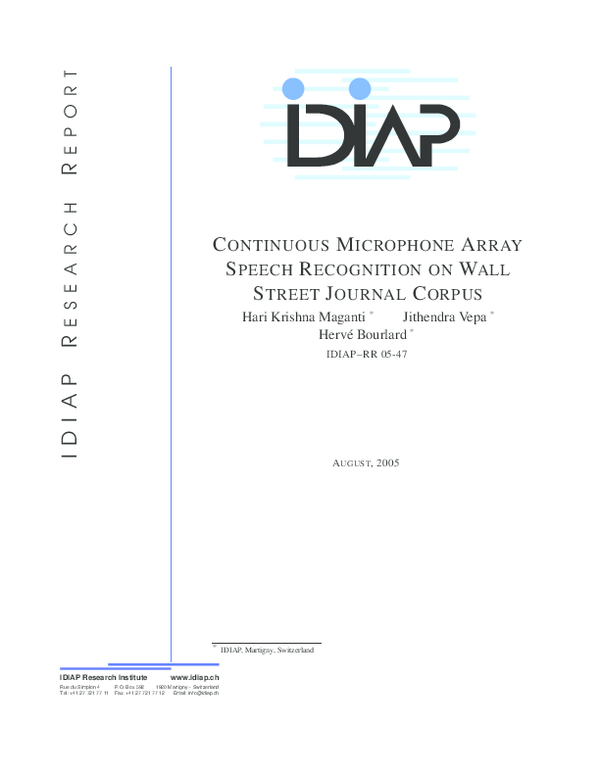 (PDF) Continuous Microphone Array Speech Recognition on Wall Street ...