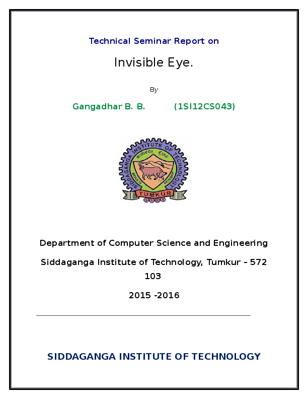 (DOC) Invisible Eye. SIDDAGANGA INSTITUTE OF TECHNOLOGY