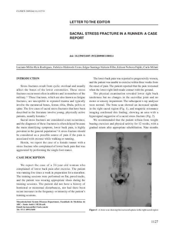 (PDF) Sacral stress fracture in a runner a case report Edgar Valesin