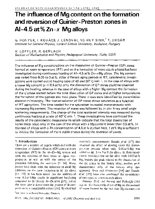 (PDF) The influence of Mg content on the formation and reversion of ...