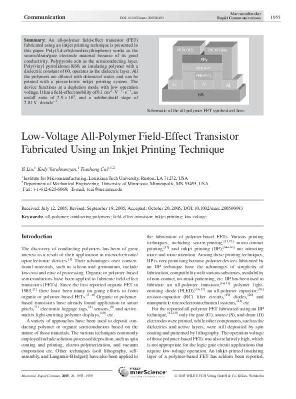 (PDF) LowVoltage AllPolymer FieldEffect Transistor Fabricated Using