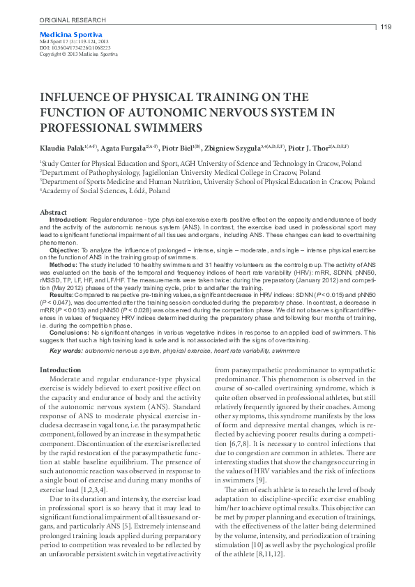 (PDF) Influence of Physical Training on the Function of Autonomic ...