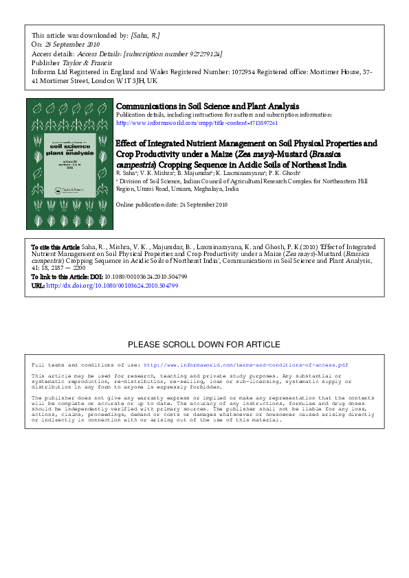(PDF) Effect of Integrated Nutrient Management on Soil Physical ...